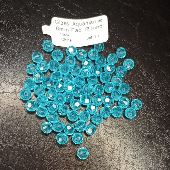 Aquamarine Glass Beads 6mm - Picture 1 of 4